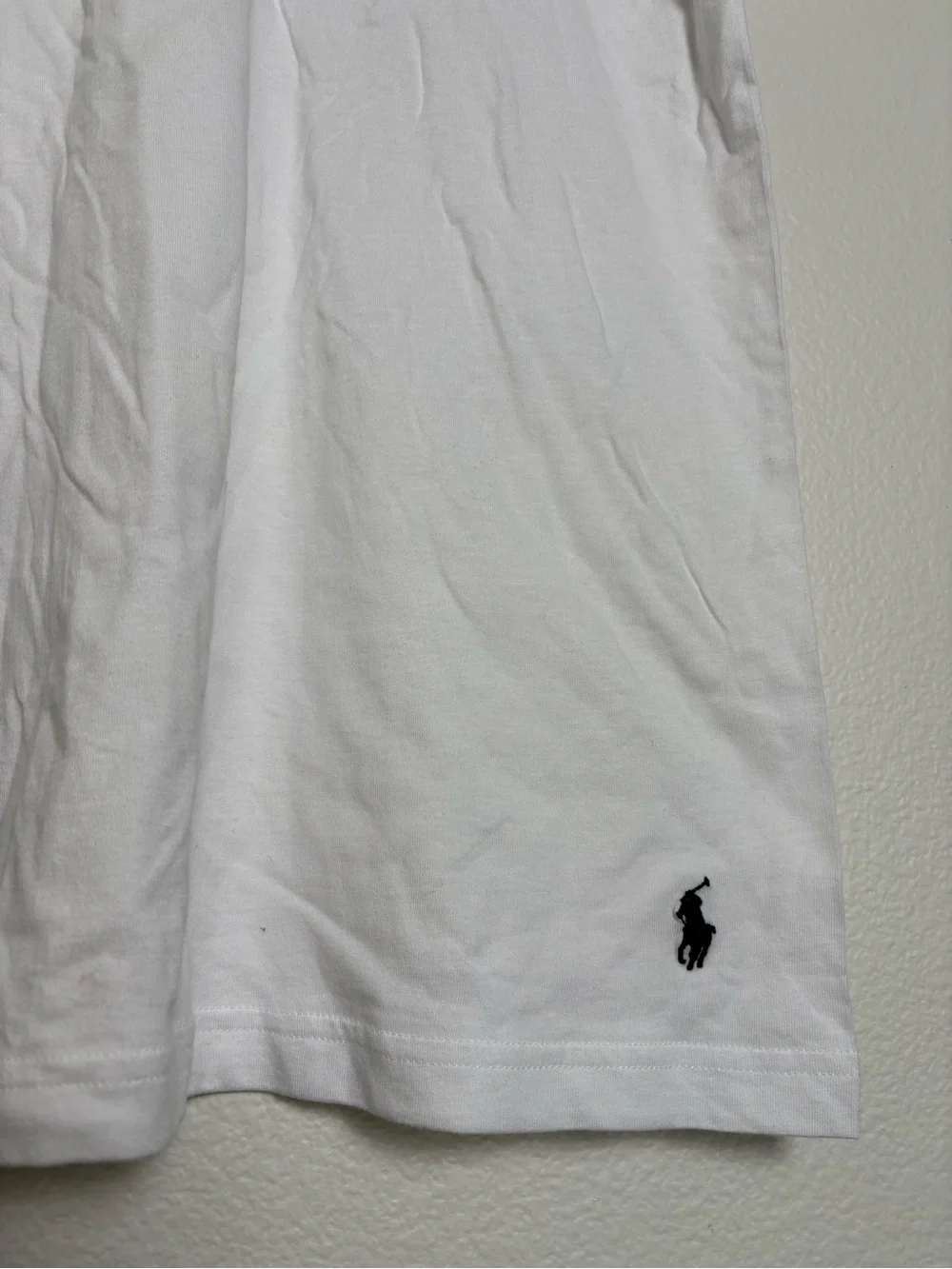 Polo by Ralph Lauren White V-Neck Tee with Navy Pony Accent Mens Size Medium
